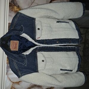 Levi's Kids or Small Adult Denim Jacket with White Sherpa